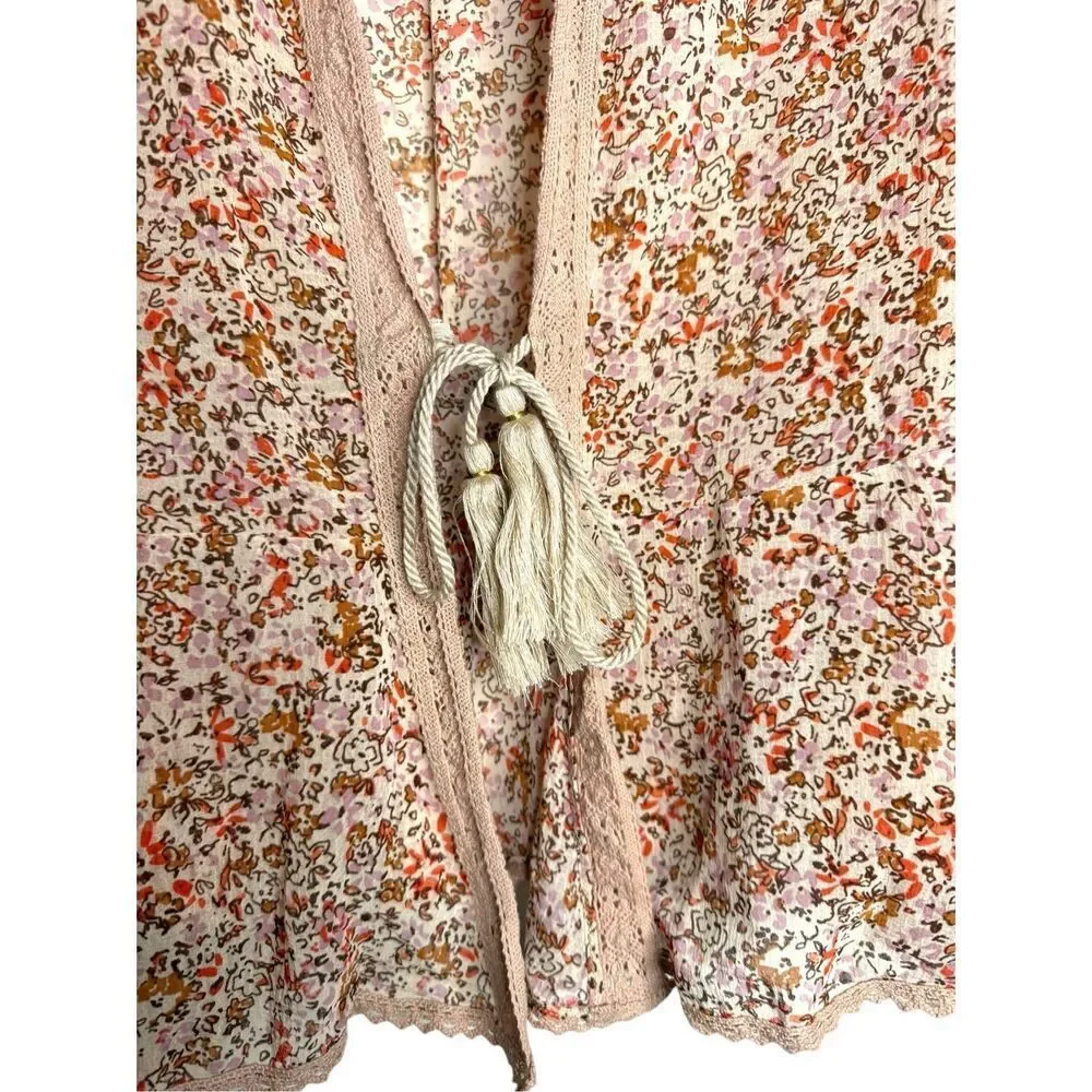 Free People Lola Chiffon Floral Print Kimono Size XS